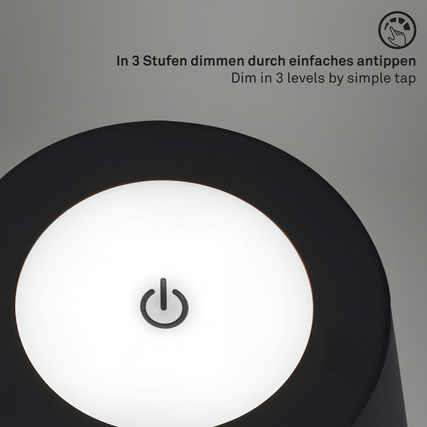 Briloner 1438015 - Lampadaire LED dimmable KIKI LED/4,3W/5V IP44 2600 mAh noir