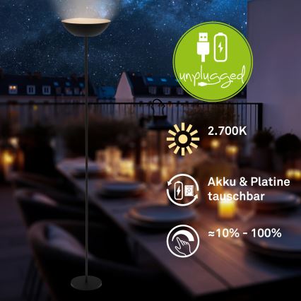 Briloner 1500015 - Lampadaire dimmable à LED ESTATE LED/8W/5V 4000 mAh noir