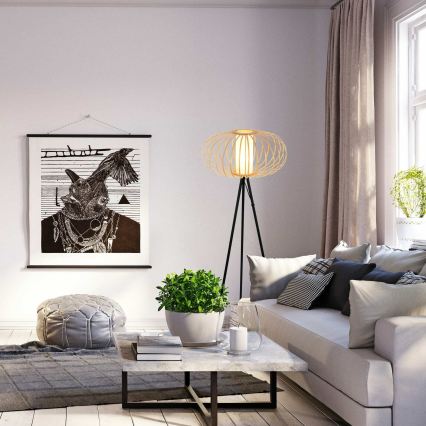 Briloner 1759011 - Lampadaire 1x E27/10W/230V bambou/noir