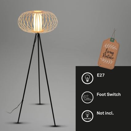 Briloner 1759011 - Vloerlamp 1xE27/10W/230V bamboe/zwart