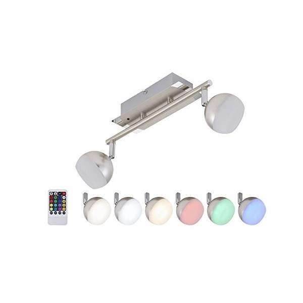 Briloner 2040-022 - LED RGB Spot dimbaar 2xLED/3,3W/230V + afstandsbediening