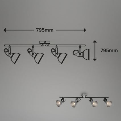 Briloner 2049-044 - Spot RETRO 4xE14/40W/230V gris
