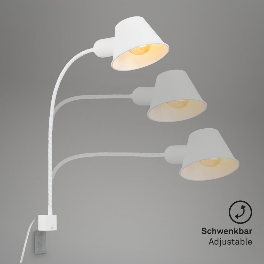 Briloner 2079-016 - Muur flexible lamp 1xE27/10W/230V wit