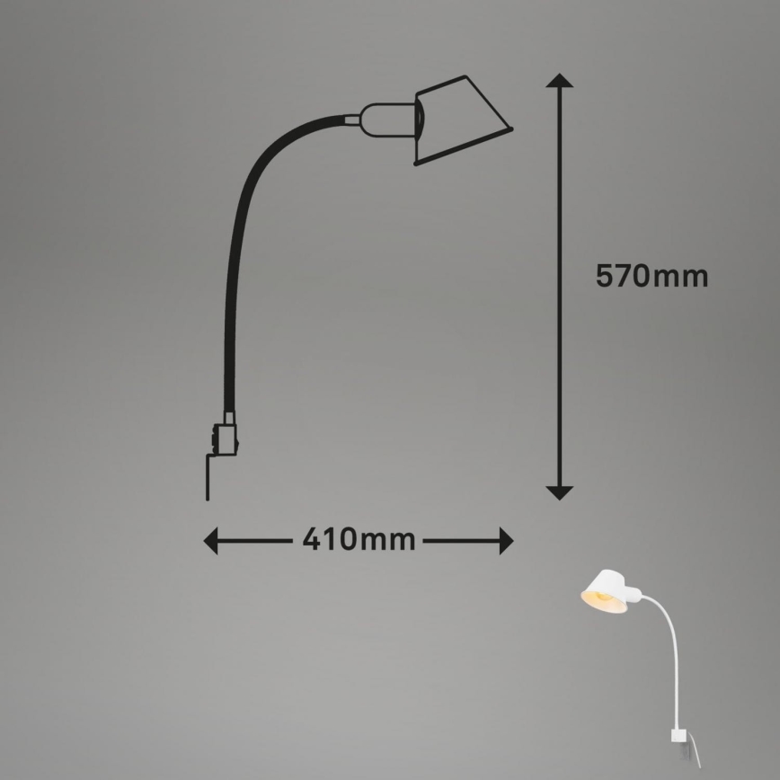 Briloner 2079-016 - Muur flexible lamp 1xE27/10W/230V wit