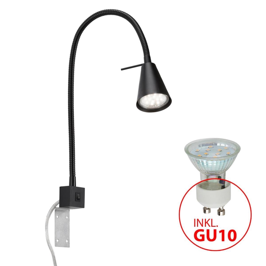 Briloner 2080-015 - Applique murale LED flexible COMFORT LIGHT 1xGU10/5W/230V noire