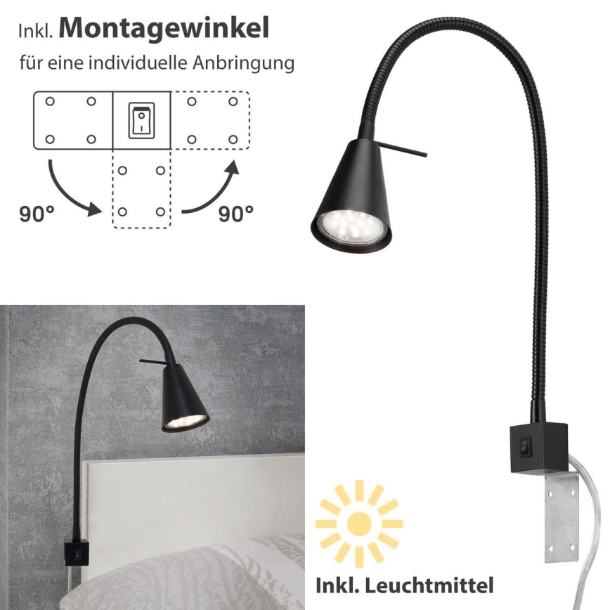 Briloner 2080-015 - Lampe murale LED COMFORT LIGHT 1xGU10/5W/230V noir