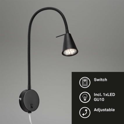 Briloner 2082-015 - LED Wandlamp COMFORT LIGHT 1xGU10/5W/230V zwart