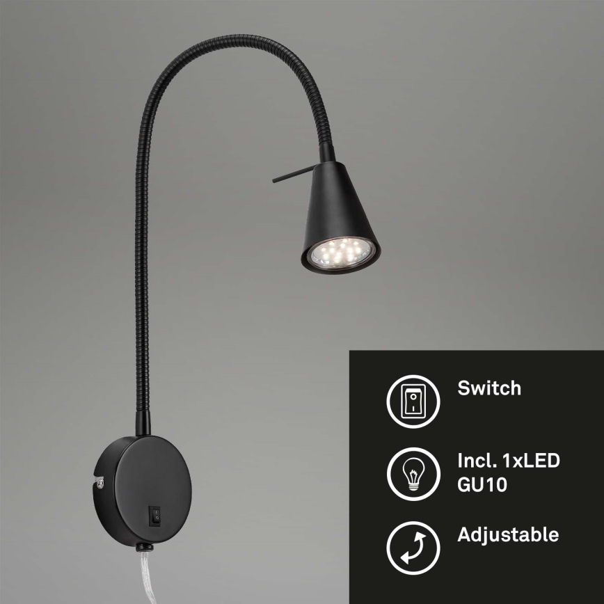 Briloner 2082-015 - LED Wandlamp COMFORT LIGHT 1xGU10/5W/230V zwart