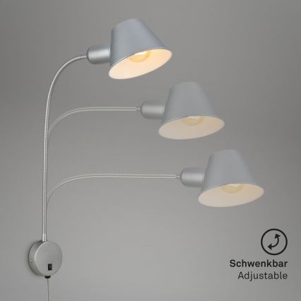 Briloner 2089-014 - Flexibele wandlamp BRELLO 1xE27/10W/230V mat chroom