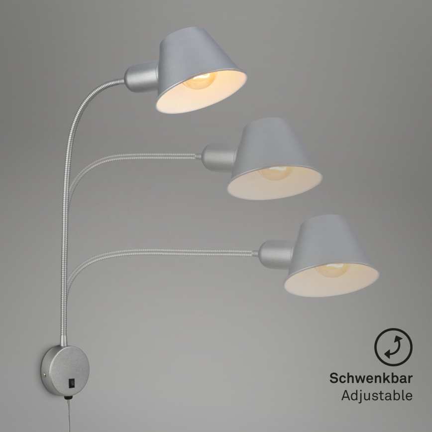 Briloner 2089-014 - Flexibele wandlamp BRELLO 1xE27/10W/230V mat chroom