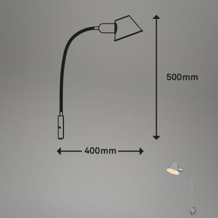 Briloner 2089-014 - Flexibele wandlamp BRELLO 1xE27/10W/230V mat chroom