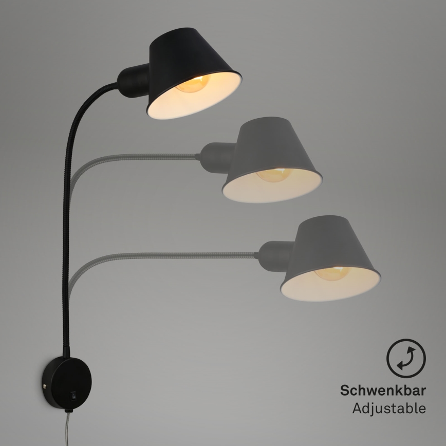 Briloner 2089-015 - Applique murale flexible BRELLO 1xE27/10W/230V, noire