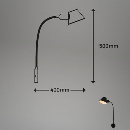 Briloner 2089-015 - Flexibele wandlamp BRELLO 1xE27/10W/230V zwart