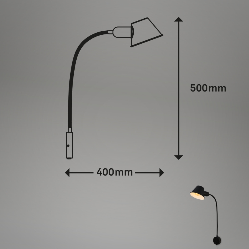 Briloner 2089-015 - Flexibele wandlamp BRELLO 1xE27/10W/230V zwart