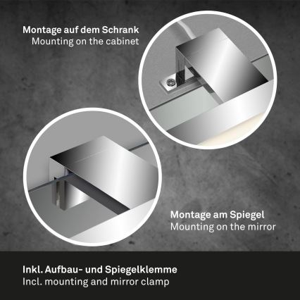 Briloner 2104-118 - Éclairage de miroir pour salle de bains LED/8W/230V, 60 cm, chrome mat