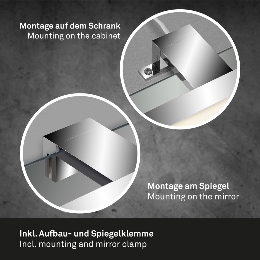 Briloner 2104-118 - Éclairage de miroir pour salle de bains LED/8W/230V, 60 cm, chrome mat