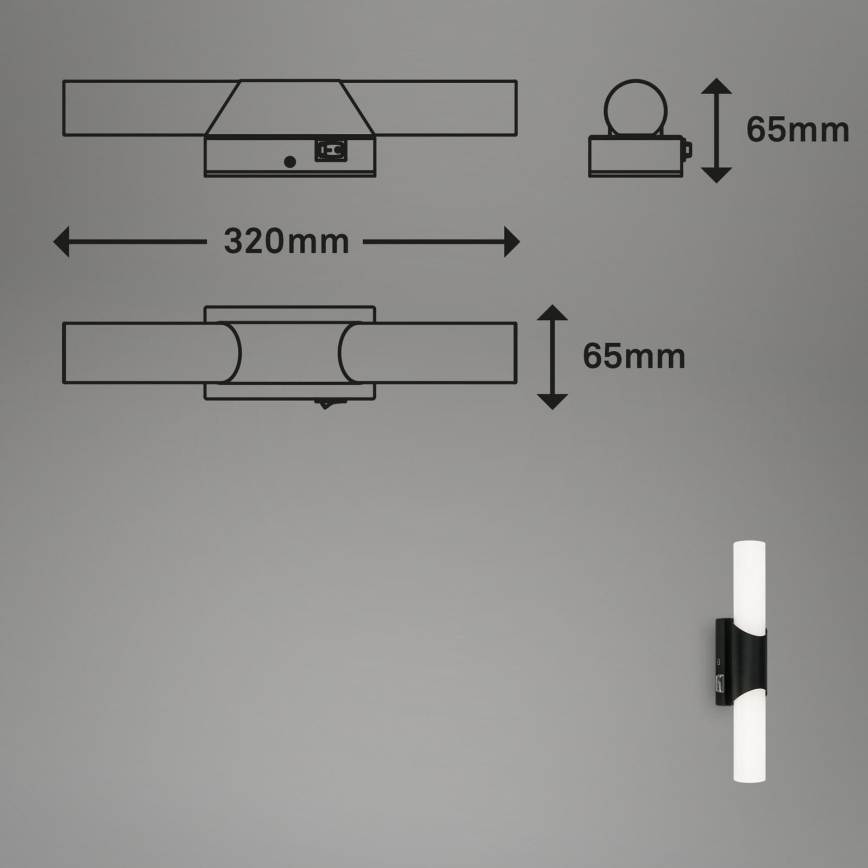 Briloner 2111-015 - LED-spiegelverlichting voor de badkamer LED/6,5W/230V 32 cm zwart