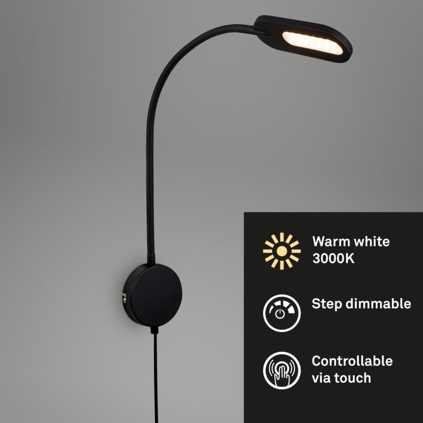 Briloner 2177015 - LED Dimbaar flexible wall lamp LED/6W/230V zwart