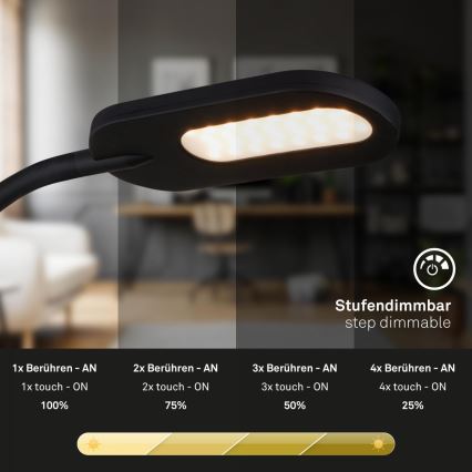 Briloner 2177015 - LED Dimbaar flexible wall lamp LED/6W/230V zwart