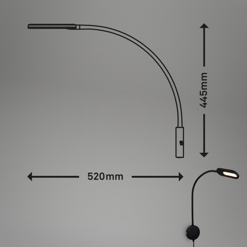 Briloner 2177015 - LED Dimbaar flexible wall lamp LED/6W/230V zwart
