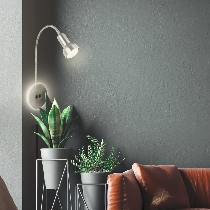 Briloner 2178012 - Applique murale flexible 1xE14/10W/230V + LED/3W chrome mat