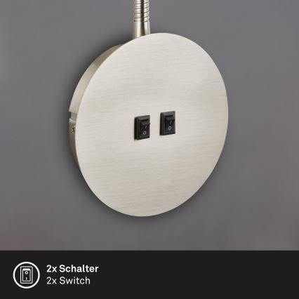 Briloner 2178012 - Applique murale flexible 1xE14/10W/230V + LED/3W chrome mat