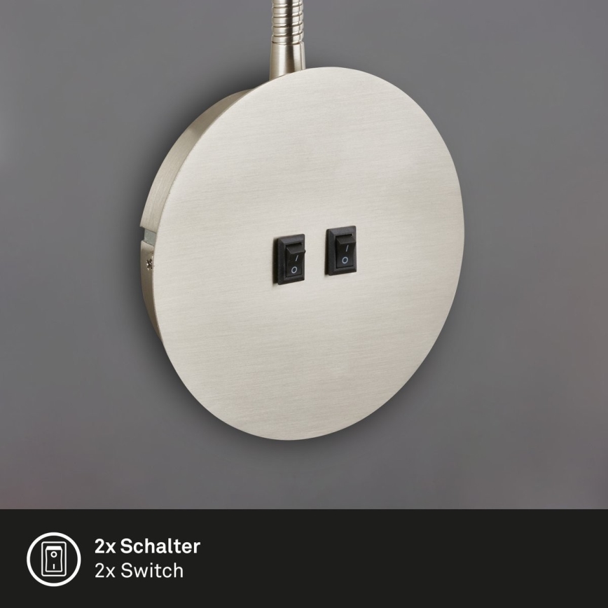 Briloner 2178012 - Applique murale flexible 1xE14/10W/230V + LED/3W chrome mat