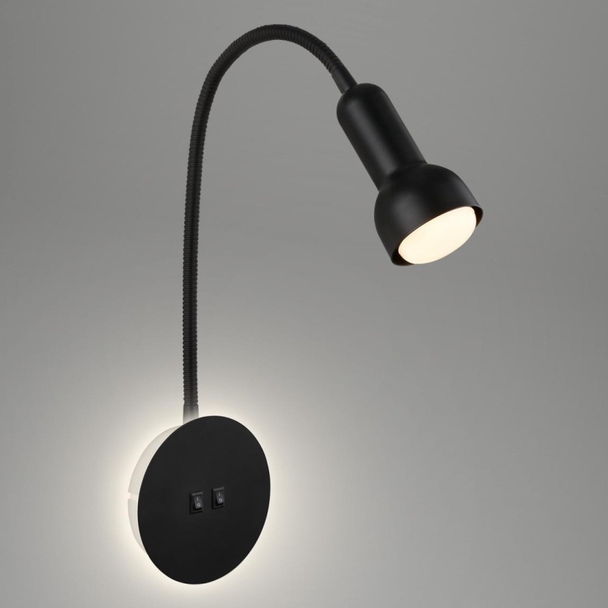 Briloner 2178015 - Applique murale flexible 1xE14/10W/230V + LED/3W noir