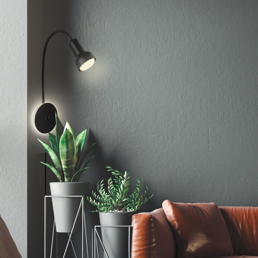 Briloner 2178015 - Applique murale flexible 1xE14/10W/230V + LED/3W noir