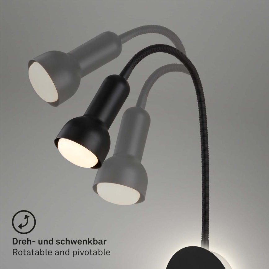 Briloner 2178015 - Applique murale flexible 1xE14/10W/230V + LED/3W noir