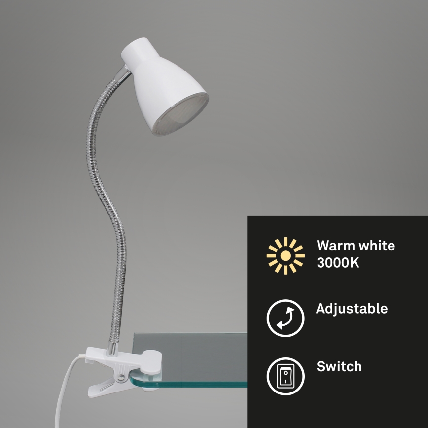 Briloner 2615-016P - LED Lamp met klem GRIP LED/2,5W/230V wit