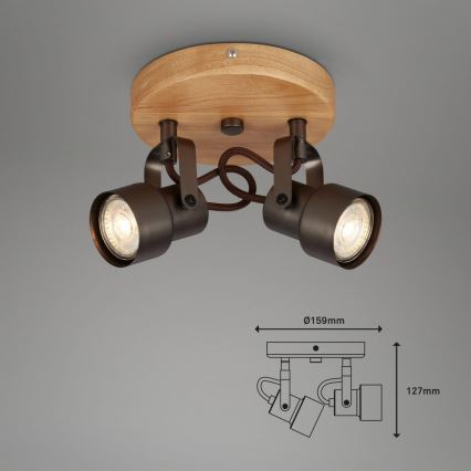 Briloner 2872-025R - Spot SPOTLIGHT 2xGU10/5W/230V marron