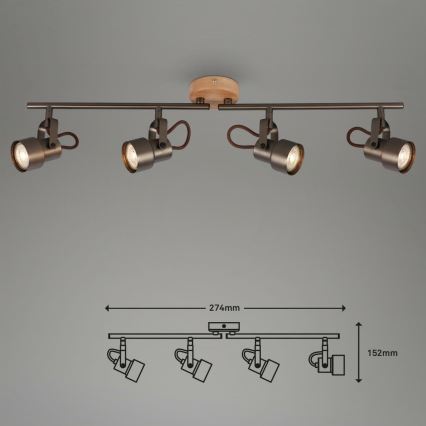 Briloner 2872-045 - LED spot TAHUN 4xGU10/5W/230V 3000K bruin