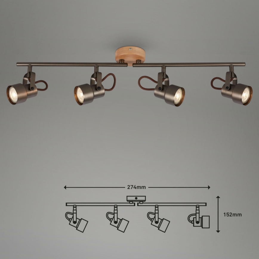 Briloner 2872-045 - LED spot TAHUN 4xGU10/5W/230V 3000K bruin