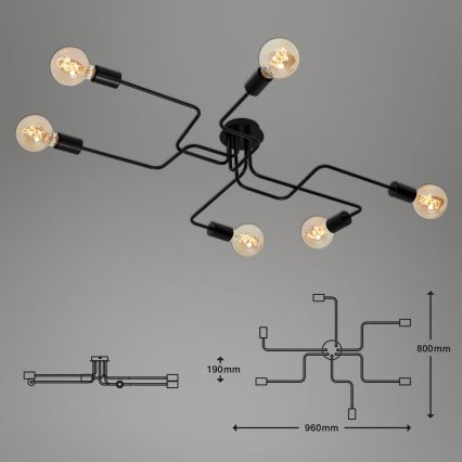 Briloner 2887-065 - Bevestigde hanglamp FARETTO 6xE27/60W/230V