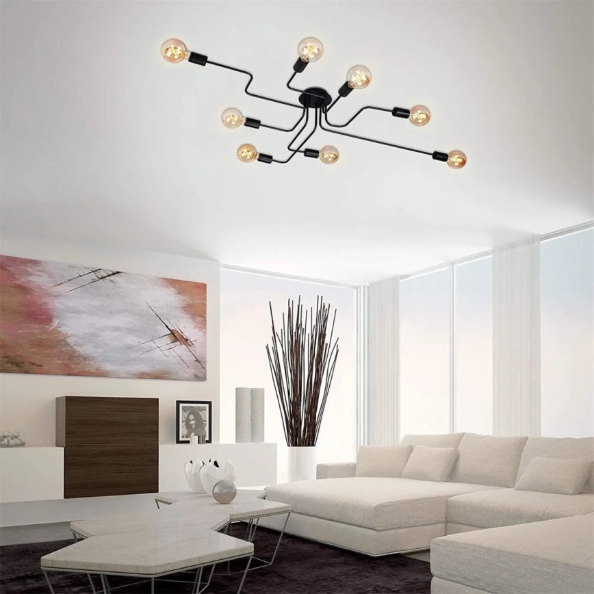 Briloner 2888-085 - Bevestigde hanglamp FARETTO 8xE27/60W/230V zwart