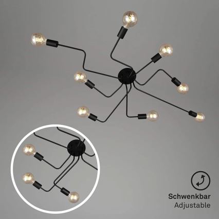Briloner 2888-085 - Bevestigde hanglamp FARETTO 8xE27/60W/230V zwart