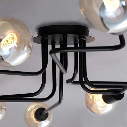 Briloner 2888-085 - Bevestigde hanglamp FARETTO 8xE27/60W/230V zwart