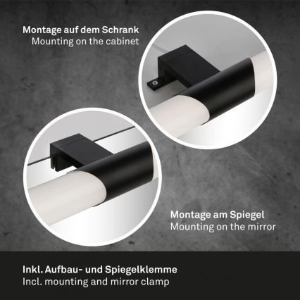 Briloner 3113-115 - Éclairage de miroir salle de bain LED/12W/230V IP44 47 cm noir