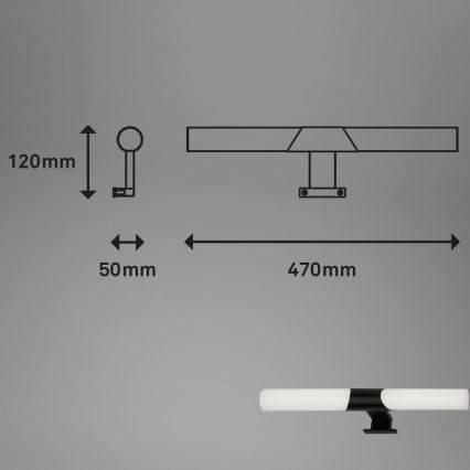 Briloner 3113-115 - Éclairage de miroir salle de bain LED/12W/230V IP44 47 cm noir