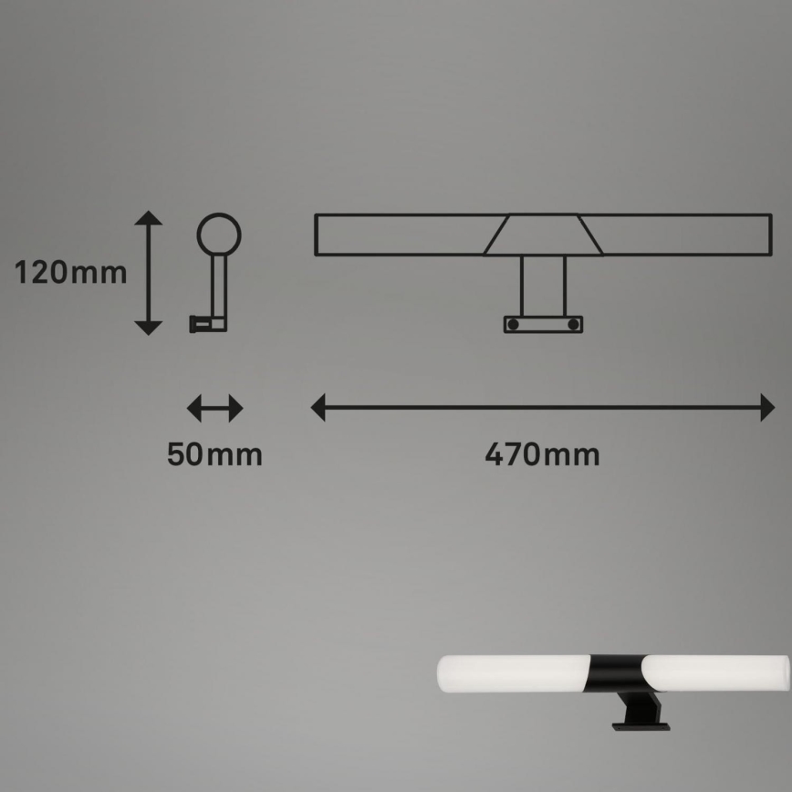 Briloner 3113-115 - Éclairage de miroir salle de bain LED/12W/230V IP44 47 cm noir