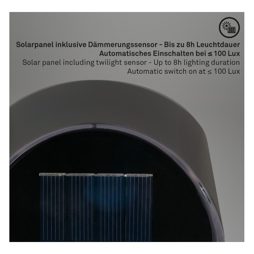 Briloner 3133015 - Applique murale solaire LED/2W/3,7V IP44 3000K