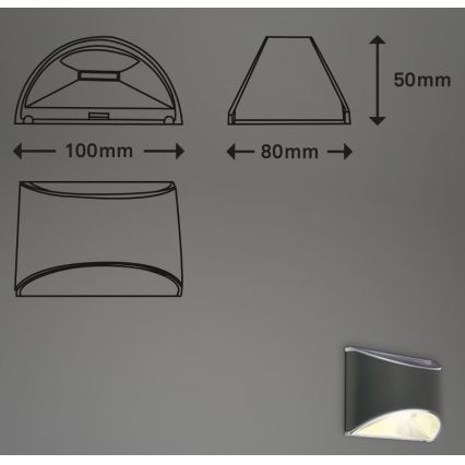 Briloner 3133015 - Applique murale solaire LED/2W/3,7V IP44 3000K