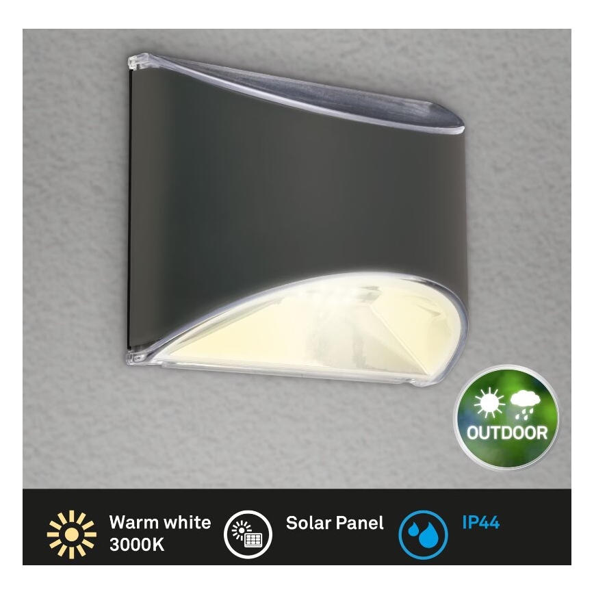 Briloner 3133015 - LED Applique solaire LED/2W/3,7V IP44 3000K 300 mAh
