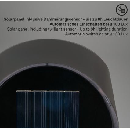 Briloner 3133015 - LED Solar wandlamp LED/2W/3,7V IP44 3000K