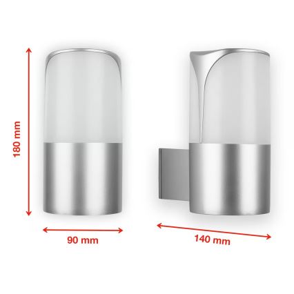 Briloner 320304TF - Buitenwandlamp 1xE27/12W/230V IP44 zilver