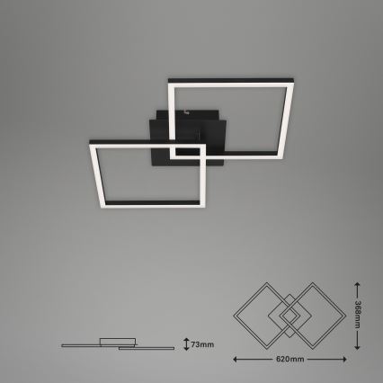 Briloner 3210-015 - Dimbare LED Plafondlamp FRAME 2xLED/11W/230V zwart