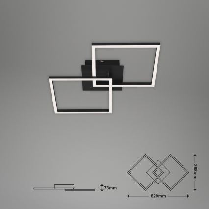 Briloner 3210-015 - LED dimbare plafondlamp FRAME 2xLED/11W/230V zwart
