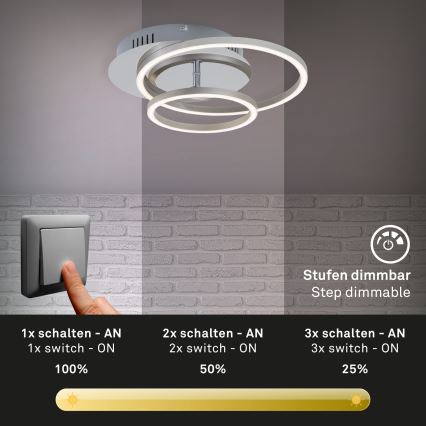 Briloner 3222-018 - Plafonnier à intensité variable FRAMES LED/30W/230V