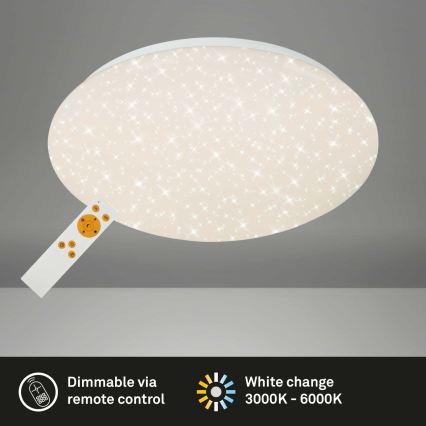 Briloner 3373-016 - Plafonnier LED dimmable STARRY LED/15W/230V 3000–6500 K Ø 28 cm blanc + télécommande